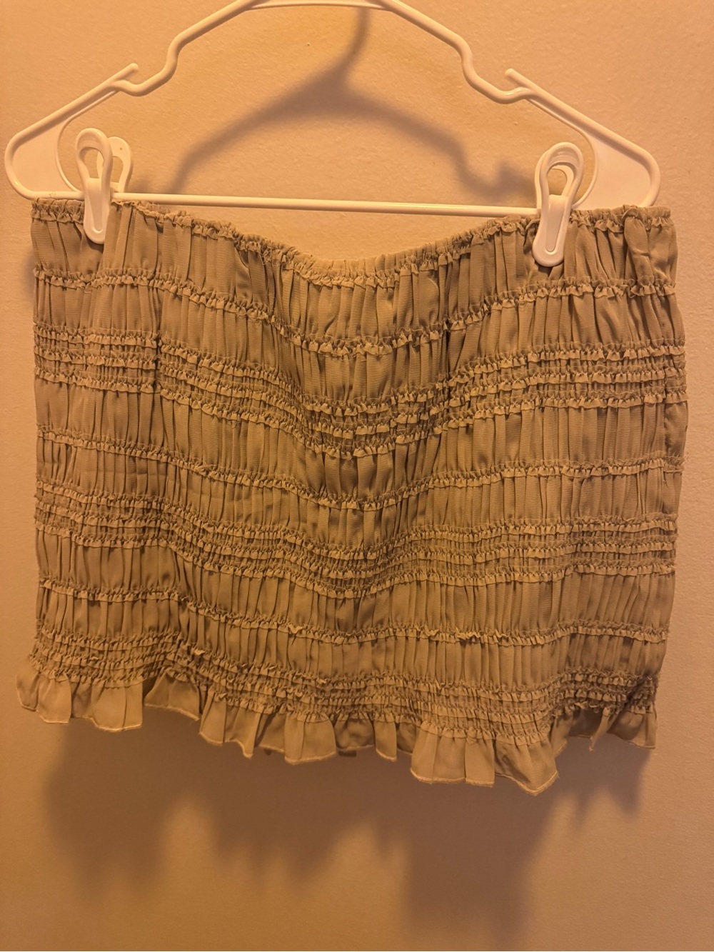 Abercrombie & Fitch Cream Smocked Mini Skirt